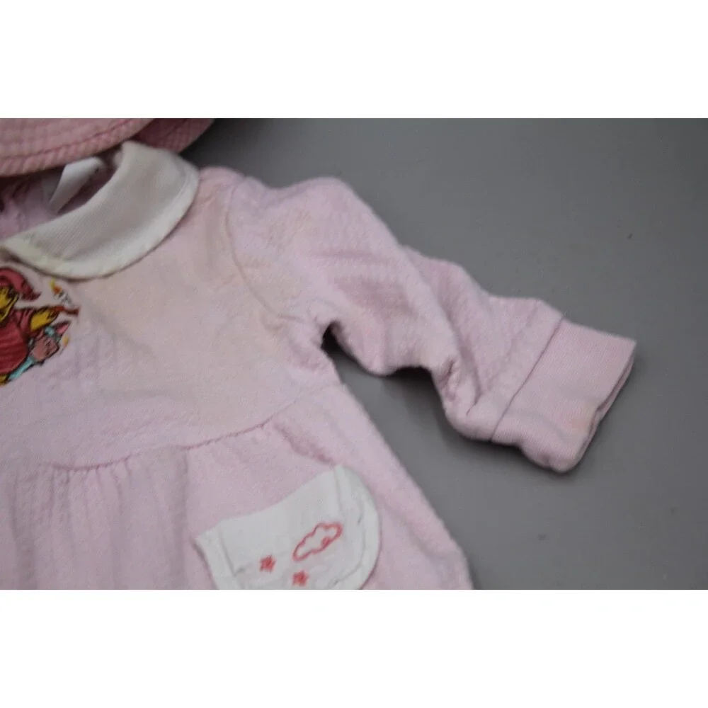 Disney Store Hat & Sleeper Piglet Pooh Outfit Romper Bodysuit Pink Size 3M READ!